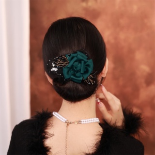 Hoa Hồng Chấm Bi Vải Bun Tóc Gạc Hoa Updo Twister Kẹp Tóc Dụng Cụ Phụ Kiện