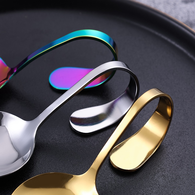 Katelv ช้อนสเตนเลส ด้ามจับงอ คุณภาพสูง สําหรับเสิร์ฟบุฟเฟ่ต์ - รูปที่ 6