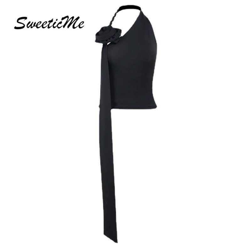 SweeticMe ผู้หญิงถักดอกไม้ Niche Design Sense Camiselle