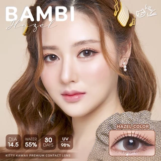 🔥คอนแทคเลนส์💗ขนาดกลาง💗 Bambi (kittykawaii) สี : Brown / Gray / Hazel