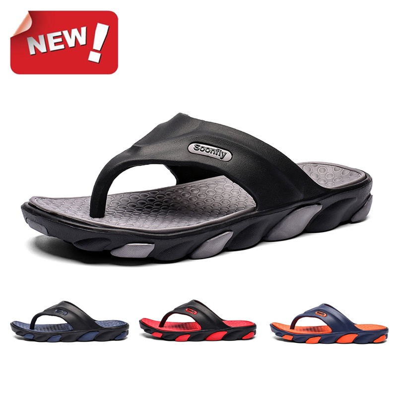 ขนาดบวก 39-47 ผู้ชาย Anti Slip Casual Flip Flops Light Comfort รองเท้าแตะชายหาดกันน้ํา 2020