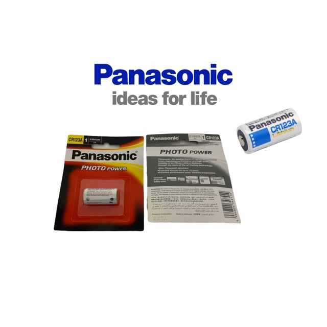ถ่านกล้อง Panasonic CR-123A Lithium Battery (3V) แบตเตอรี่อิเล็คทรอนิกส์ Exp.09/2029 ของแท้ ถ่าน