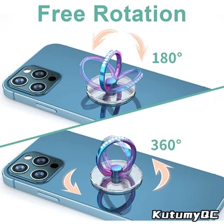 แหวนติดโทรศัพท์มือถือ แบบใส ประดับเพชร 360° ขาตั้งโทรศัพท์มือถือ หมุนได้