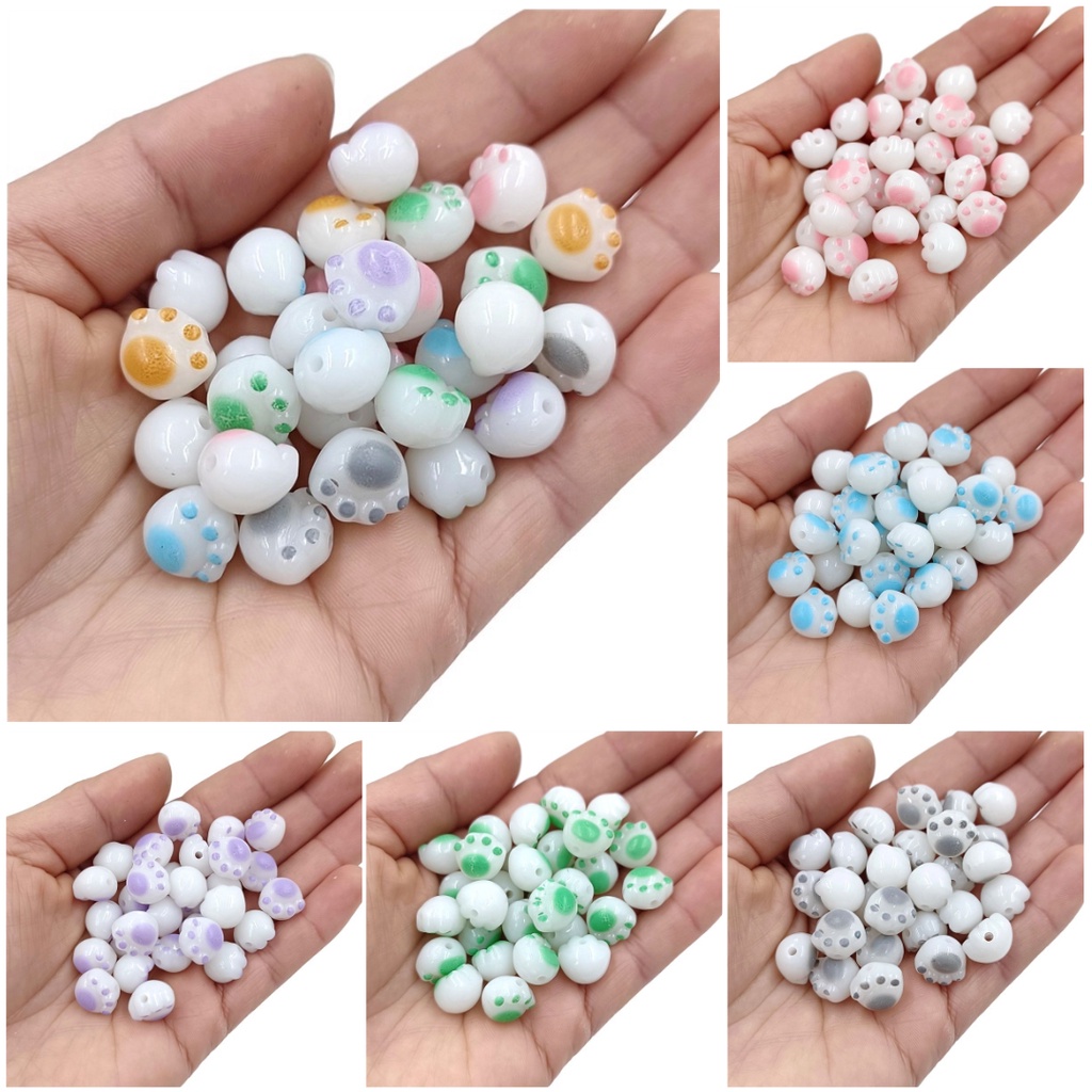 10 ชิ้น สร้างสรรค์ เลียนแบบ สีขาว หยก ถ่าน เผาไหม้ สามมิติ อุ้งเท้าแมว หลวม ลูกปัด แฟชั่น สร้อยข้อมือ ต่างหู วัสดุทําด้วยมือ