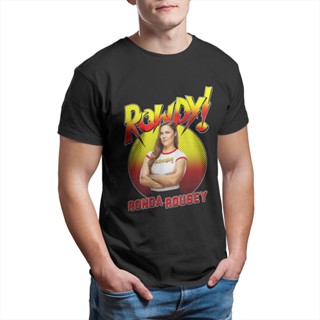 เสื้อยืด ผ้าฝ้าย พิมพ์ลาย Wwe Rowdy Ronda Rousey ไล่โทนสี สําหรับผู้ชาย