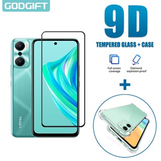 Godgift 2 in 1 ฟิล์มกระจกนิรภัยกันรอยหน้าจอ ซิลิโคน กันกระแทก สําหรับ Infinix Hot 20 Play Hot 20 4G 5G 20s 20i 12 12i 11s 11 Helio G70 G37 10s 10 Play Pro