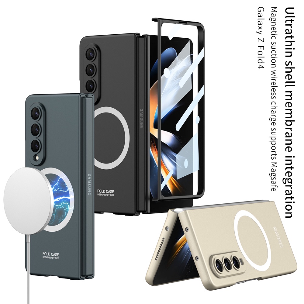 สําหรับ Samsung Galaxy Z Fold4 Case Fold 3 Cover Fold 4 3 ปลอกแหวนชาร์จแม่เหล็ก ฟิล์มนิรภัยในตัว