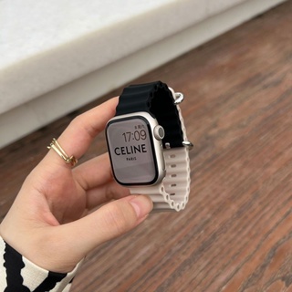 สายนาฬิกาข้อมือซิลิโคน สําหรับ iWatch band 49 มม. 45 มม. 44 มม. 42 มม. 41 มม. 40 มม. 38 มม. iWatch series 7 6 3 se Ultra 8