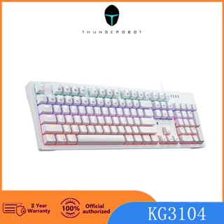 Thunderobot KG3104 RGB คีย์บอร์ดเกมมิ่ง มีสาย USB 104 คีย์ สวิตช์สีฟ้า สวิตช์สีแดง คีย์บอร์ดสีขาว คีย์บอร์ดเล่นเกม