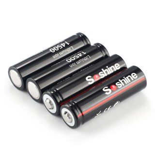 ถ่านชาร์จ Soshine 14500 แท้  Li-Ion Battery 3.7V ความจุแท้เต็ม 900mAh ล็อตใหม่ก้อนสีดำ ถ่าน