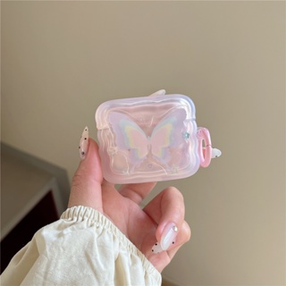 เคสหูฟัง ลายการ์ตูนผีเสื้อ พร้อมพวงกุญแจ สําหรับ Apple AirPods 1 2 Pro 3rd Generation