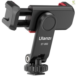 Ulanzi ST-06S Multi-functional Phone Holder Clamp Phone Tripod Mount 360° Rotatable with Dual Cold Shoe Mounts for Smartphone Vlog Selfie Live Streaming Video Recording