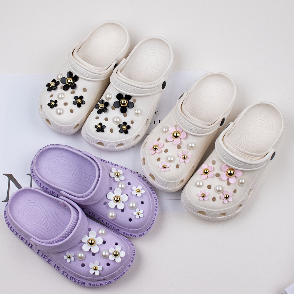 Croc Jibbit Metallic Elegant Flowers Set DIY Shoes Charm Button