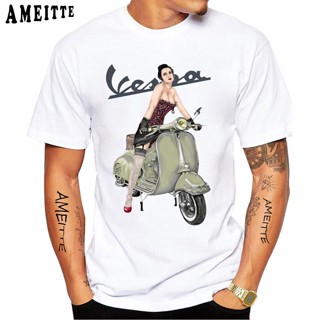 ขายเสื้อยืดแขนสั้นลําลอง พิมพ์ลายโลโก้ Vespa The Gentlemans Ride สไตล์ฮิปฮอป แฟชั่นฤดูร้อน สําหรับผู้ชาย（S-5XL）