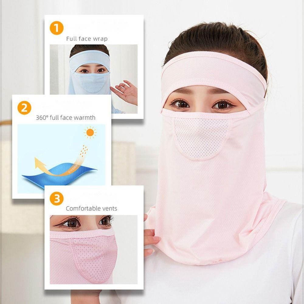 Fuzou หน้ากากกันแดด uv ผ้า ปิด หน้า จีน หน้ากาก กันแดด ฤดูร้อน เดินป่า หน้ากาก ปรับได้ กลางแจ้ง ผ้าเรยอน สีพื้น ป้องกันรังสียูวี ผ้าพันคอ ป้องกันแสงแดด หน้ากาก ปกปิดหน้า ผู้หญิง คอ