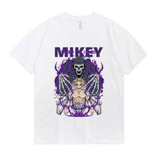 เสื้อยืดแขนสั้นเสื้อยืดวินเทจ Mikey Tokyo Revengers อะนิเมะเสื้อยืดแขนสั้นผู้หญิงผู้ชายฤดูร้อนของผู้หญิงผ้าฝ้ายบริสุทธิ์