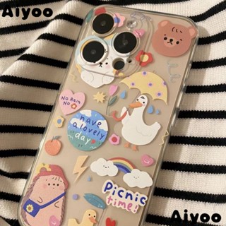 ✅เคสมือถือ แบบนิ่ม ลายเป็ด เม่น กันฝน สําหรับ iPhone 14 13 Pro Max Apple 12 11 7 8 Ins iPhone 19XM