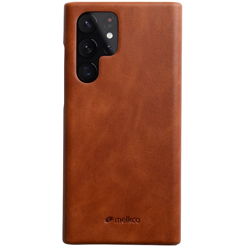Melkco เคสหนังเคลือบเงาระดับไฮเอนด์สําหรับ Samsung Galaxy S23 Ultra S23 S22 Plus Hand-made Retro Cowhide ฝาหลัง