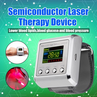 7 Hole 650nm LCD Wrist Laser Therapy Watch Semiconductor hypertension Fat Blood Care Meter