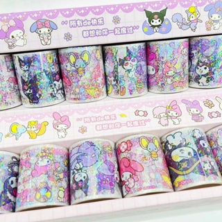 SANRIO เทปสติกเกอร์ ลายการ์ตูน Melody Kuromi Cinnamoroll Pochacco น่ารัก สําหรับตกแต่งเครื่องเขียน Diy