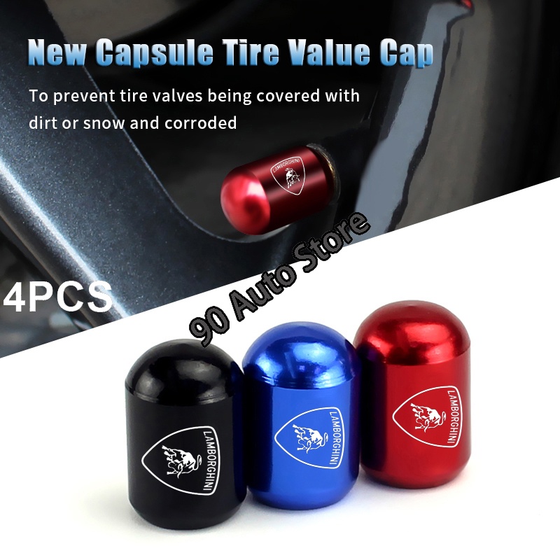 4 ชิ้น/เซ็ตใหม่แคปซูลยางมูลค่าหมวกสําหรับ Lamborghini Veneno Miura Countach LM002 Auto ใหม่ Anti-the