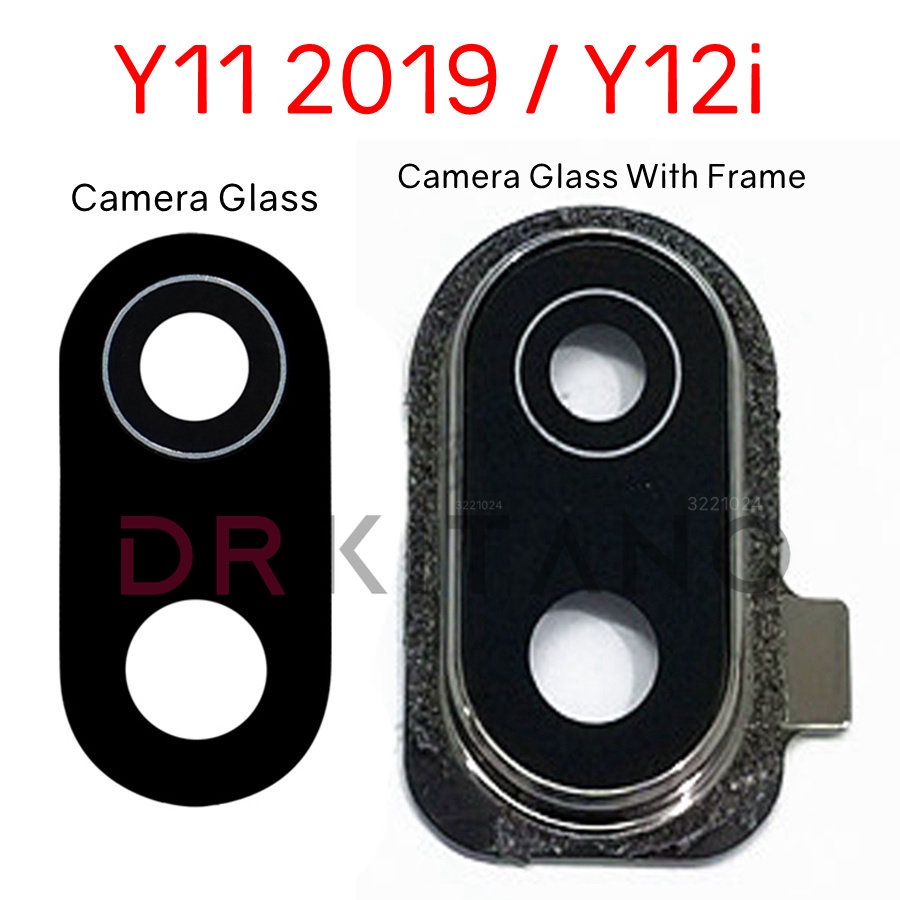 กระจกกล้องหลังสําหรับvivo Y11 2019 Y12iเลนส์กล้องหลักฝาครอบกระจกพร้อมกรอบผู้ถือเปลี่ยน