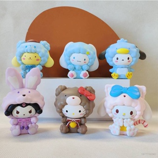 ตุ๊กตาฟิกเกอร์ Sanrio Melody KT Purin Pochacco ของเล่นคอสเพลย์ สําหรับเด็ก จํานวน 6 ชิ้น