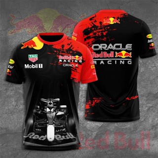 F1 Oracle เสื้อยืดลําลอง แขนสั้น สีแดง สําหรับผู้ชาย เหมาะกับการเล่นกีฬา พลัสไซซ์