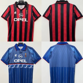 เสื้อกีฬาแขนสั้น ลายทีมชาติฟุตบอล AC Milan 1995 96 season ชุดเหย้า และเยือน สไตล์เรโทร ไซซ์ S-XXL