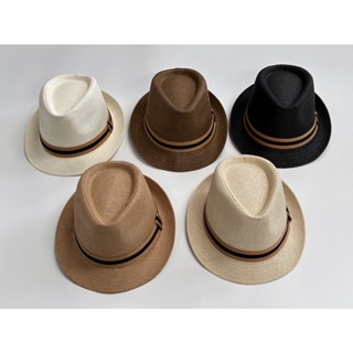 Hats Shop หมวกสานทรงปานามา คาดลายหลากสี สินค้าพร้อมส่ง B031