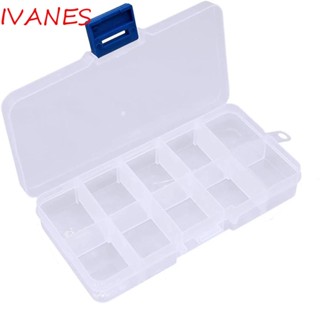 IVANES Hook Lure Box Fishing Tackle Box Fishing Lure Storage Box Fishing Box Fishing Tools Transparent Plastic Fish Accessory Box Bait Connector Storage Case 10 Compartments