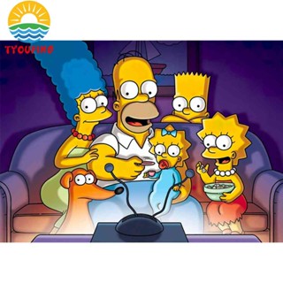 ชุดงานจิตรกรรมเม็ดบีด ทรงเพชรกลม พลอยเทียม รูป The Simpsons 5D ขนาด 40*30 ซม. สําหรับตกแต่งผนังบ้าน DIY