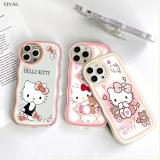 VIVO T1 T1X S1 Pro 5G เคสวีโว่ สำหรับ Case Cat Cartoon Wave Bracket เคส เคสโทรศัพท์ เคสมือถือ Full Back Cover Soft Cases Protective Shell Shockproof Casing