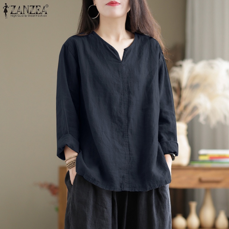 ZANZEA Women's Daily V-Neck  Long Sleeve Holiday Blouses
