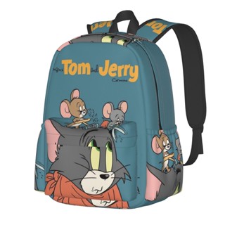 Tom &amp; Jerry กระเป๋าเป้สะพายหลัง น้ําหนักเบา 17 นิ้ว สําหรับใส่แล็ปท็อป หนังสือ เดินทาง ไปโรงเรียน