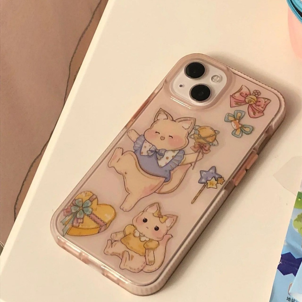 Cute Fox Phone Case for iPhone 7/8Plus Phone Case Xsmax Apple 11/13Promax Transparent Case