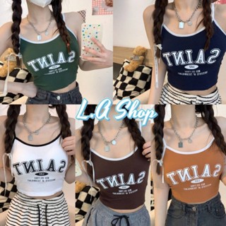 L.A Shop พร้อมส่ง เสื้อสายเดี่ยวไหมพรม ดีเทลสกีนตัวอักษรด้านหน้า เก๋ไม่ซ้ำใคร "N359/0899-C"