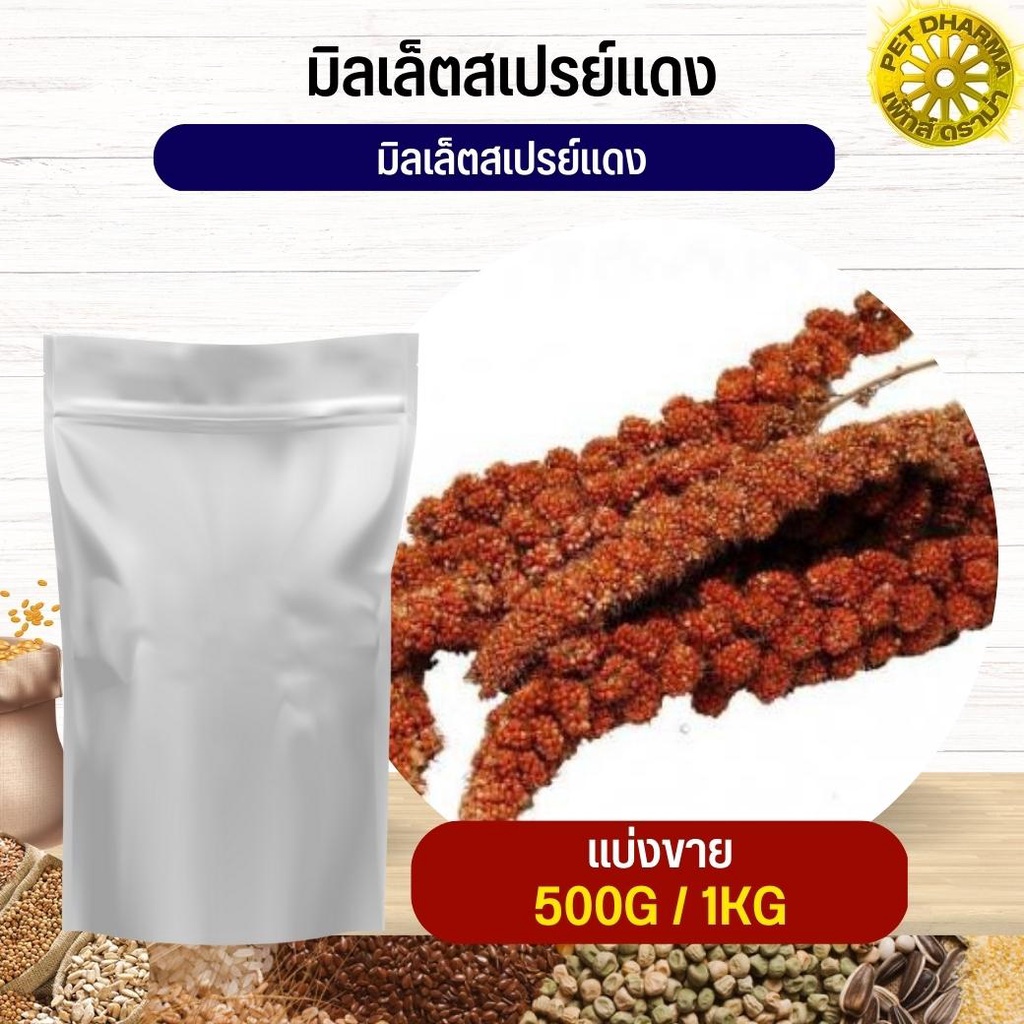 มิลเล็ต สเปรย์แดง Red Millet Spray อาหารนก กระต่าย หนู กระต่าย  ชูก้า และสัตว์ฟันแทะ สะอาดได้คุณภาพ (แบ่งขาย 500G / 1KG)