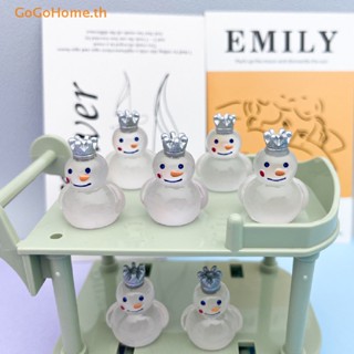 GOGO 1PC Luminous Mini Resin Snowman Car Dashboard Toys Dolls Figures TH