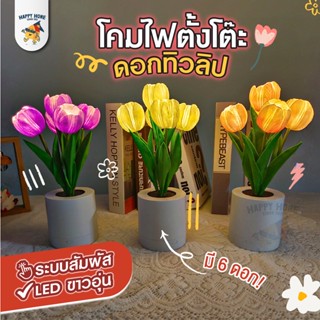 โคมไฟตั้งโต๊ะ รุ่น TULIP ดอกทิวลิป - โคมไฟตั้งโต๊ะ โคมไฟ LED โคมไฟมินิมอล ไฟตกแต่งห้อง แบบชาร์จ โคมไฟน่ารัก ดอกไม้