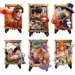 โมเดลฟิกเกอร์ PVC รูปอนิเมะ One Piece Ace Luffy Zoro 3D ขนาด 12 ซม. สําหรับตกแต่งบ้าน