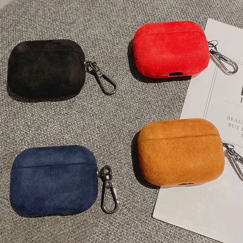 ผ้า Flannelette เคสหูฟังสําหรับ AirPods Pro 3 (2025) AirPods 4 3 2 1 หรูหรา Furry ฝาครอบป้องกันพร้อมหัวเข็มขัดโลหะ