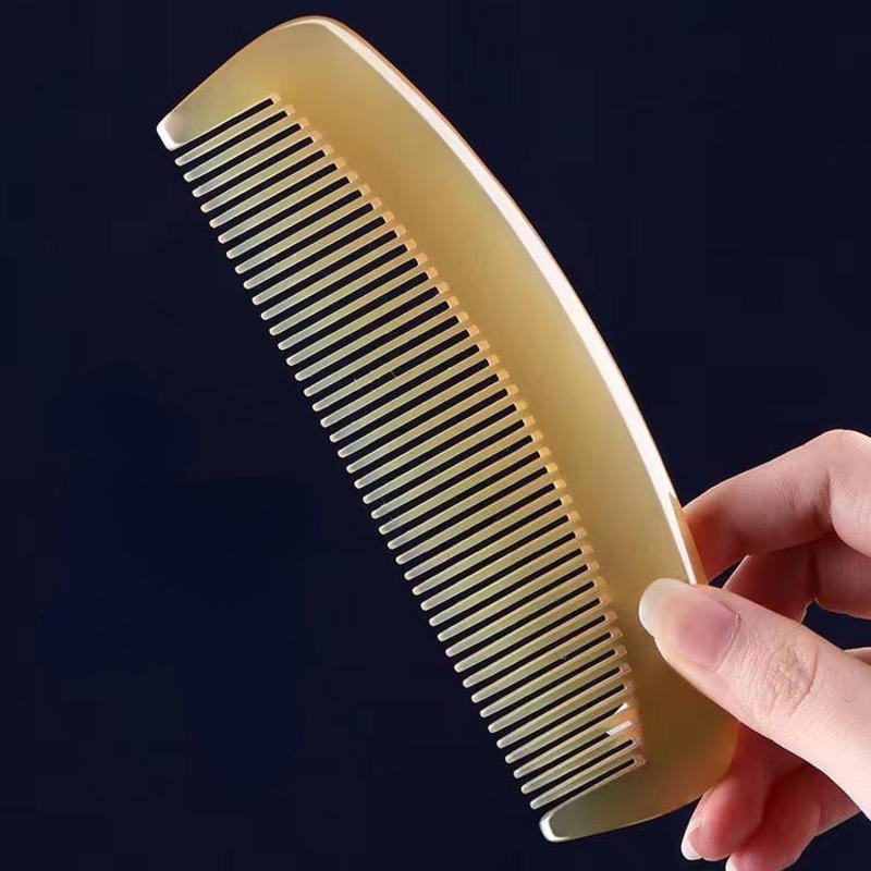 หวีฮอร์นธรรมชาติ Handmade Anti-Static Tangle-Free หวีนวด Anti-Frizz Gentle Scalp Care จัดแต่งทรงผมเครื่องมือสําหรับผู้ชายผู้หญิง