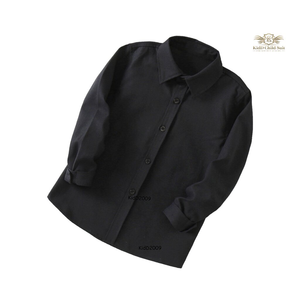 Black Boy Shirt เสื้อเชิ้ตเด็ก เชิ้ตสีดำ แขนยาว เสื้อดำ ใส่เดี่ยวไปงาน ขนาด 80, 90, 100, 110, 120, 130,140, 150, 160,...