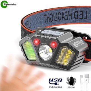 ไฟฉายสวมศีรษะ LED ชาร์จ USB กันน้ํา น้ําหนักเบา สําหรับวิ่ง ขี่จักรยาน ตกปลา ตั้งแคมป์ เดินป่า กลางแจ้ง