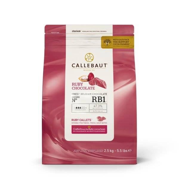 Callebaut Ruby Couverture Chocolate 33% ช็อกโกแลตแท้สีชมพู ขนาด 400g / 2.5 Kg