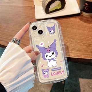 เคสโทรศัพท์มือถือซิลิโคน TPU นิ่ม แบบใส กันกระแทก ลายการ์ตูนคุโรมิ สีม่วง สําหรับ iPhone 11 14 13 12 Pro XS Max X XR 7 8 Plus