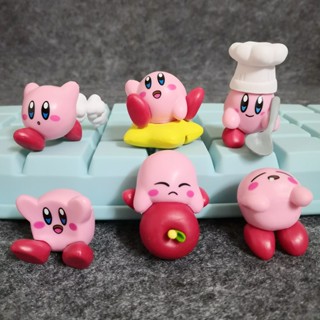 ฟิกเกอร์ PVC รูปการ์ตูนอนิเมะ Kirby Kawaii Kirby Waddle Dee Doo Holding Apple Cook Chef ขนาดเล็ก สีชมพู ของเล่นสําหรับเด็ก ของขวัญวันเกิด 6 ชิ้น ต่อชุด