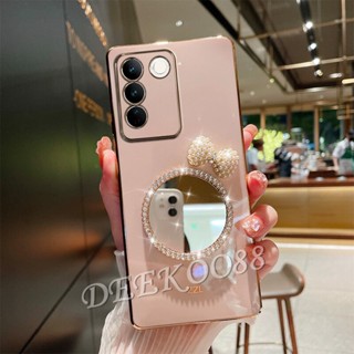 พร้อมส่ง ใหม่ เคสโทรศัพท์มือถือนิ่ม ลายโบว์น่ารัก 3D พร้อมกระจก สําหรับ VIVO V29 5G VIVOV29 2023