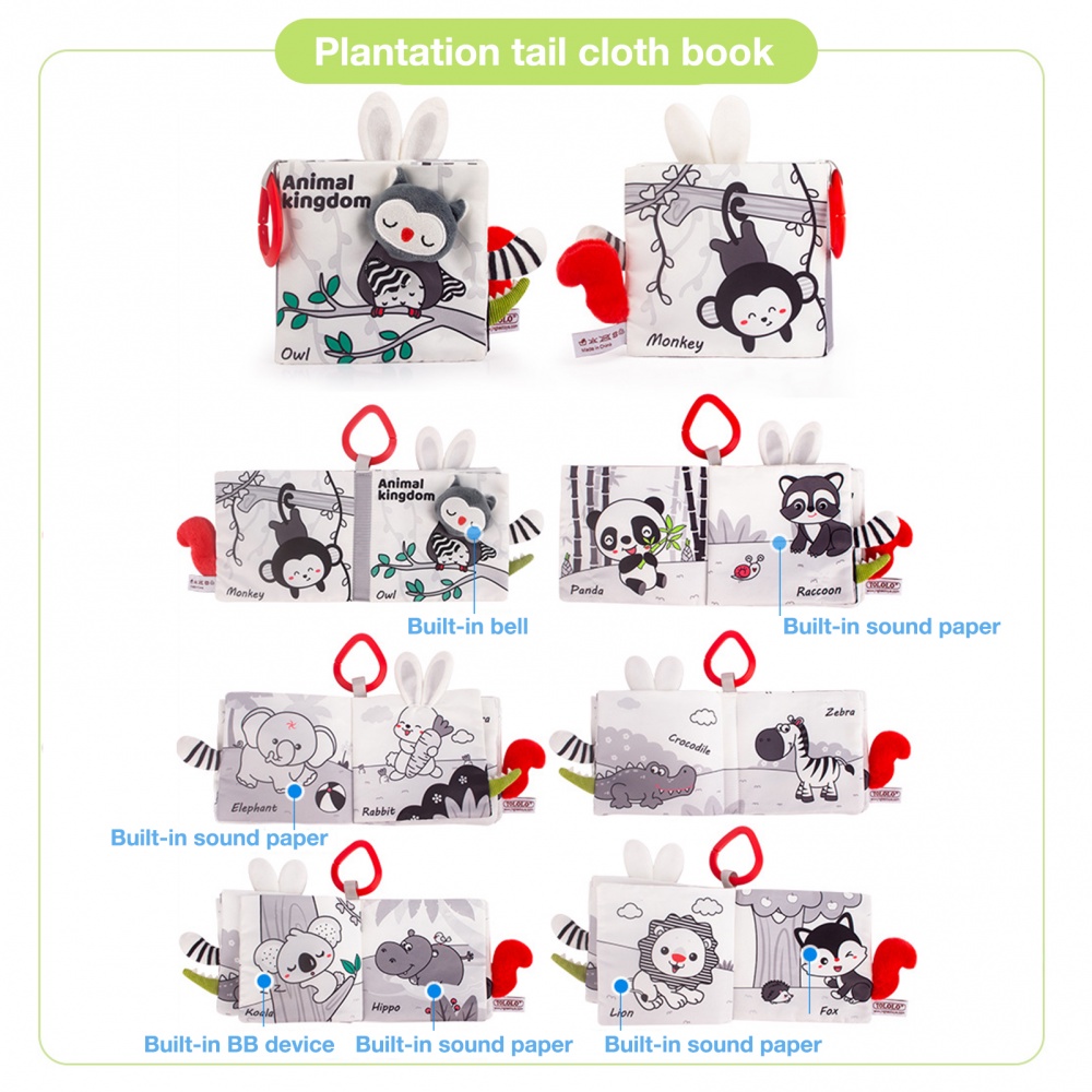 หนังสือผ้านิ่ม รูปหางสัตว์ ของเล่นเสริมพัฒนาการ สําหรับเด็ก - รูปที่ 6